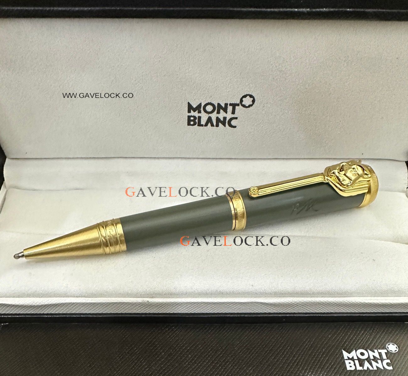 Replica Montblanc Special Jasper Barrel & Gold Clip Ballpoint Pen